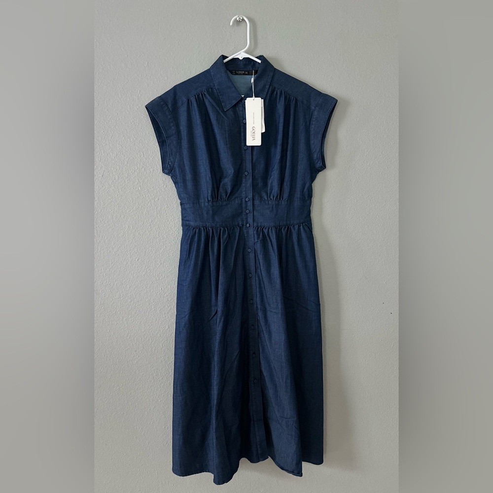 Goelia Denim‎ Stretch Women Maxi Shirt Dress